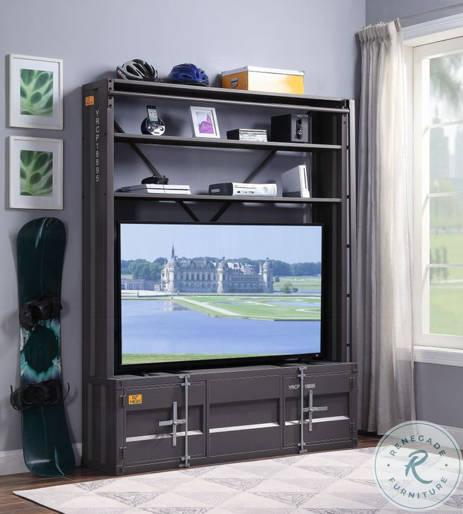 Cargo Gunmetal 2 Door Bookcase with Ladder