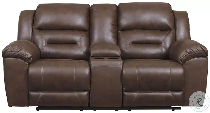 Stoneland Chocolate 82" Reclining Console Loveseat
