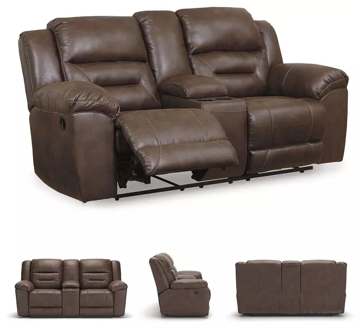 Stoneland Chocolate Reclining Console Loveseat From Home Gallery