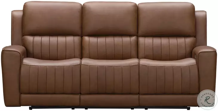 Pierce Homerun Cinnamon Leather 87" Zero Gravity Power Reclining Sofa with Power Lumbar and USB Charging