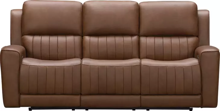 Pierce Homerun Cinnamon Leather 87" Zero Gravity Power Reclining Sofa with Power Lumbar and USB Charging