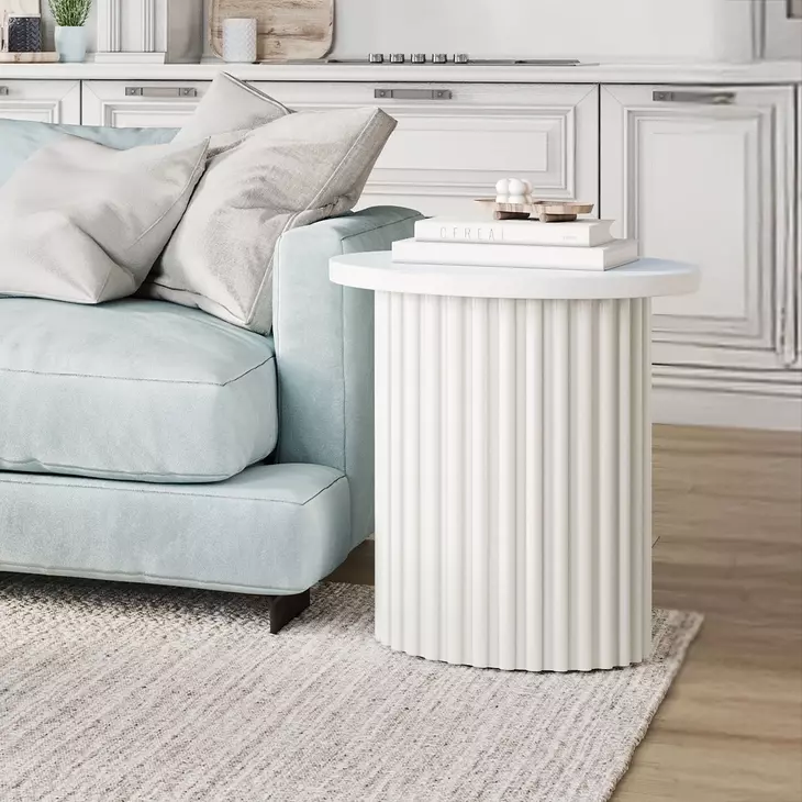 Auden White Round End Table