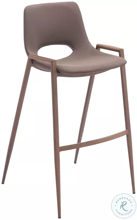 Desi Brown and Walnut Bar Stool Set of 2