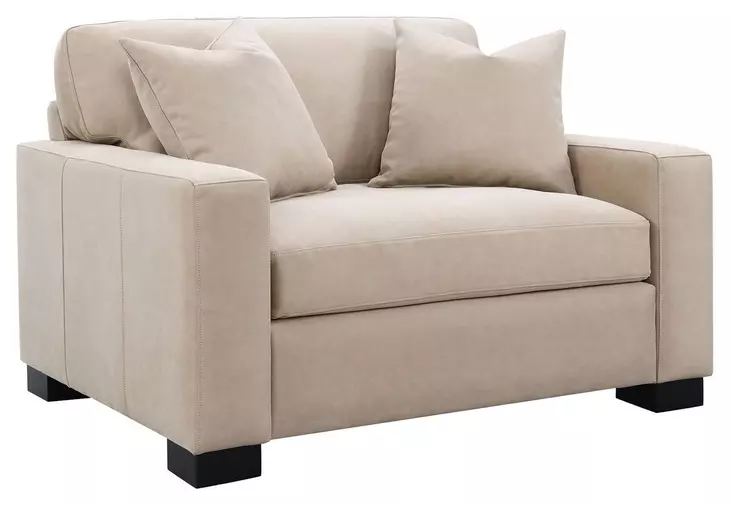 Dexter Taupe Upholstered Lounge Chair with Pillows