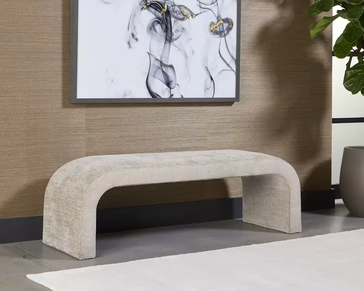 Aria Bergen Taupe Upholstered 60" Accent Bench