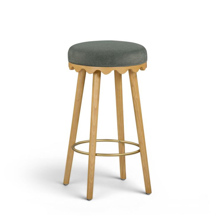 Oodle Green Performance Vegan Mohair Upholstered Bar Stool