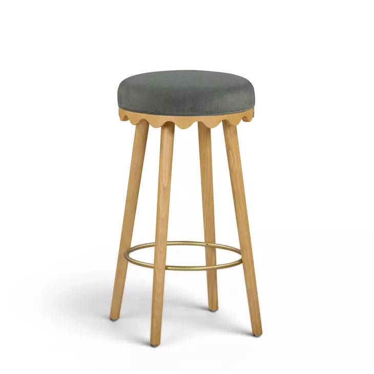 Oodle Green Performance Vegan Mohair Upholstered Bar Stool