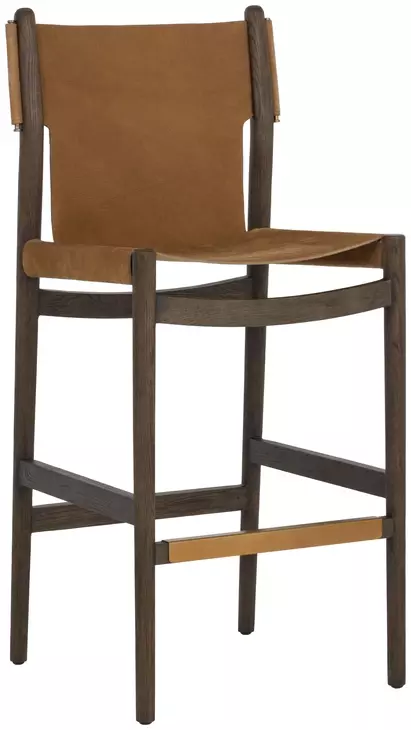 Argus Nubuck Caramel Leather Upholstered Bar Stool