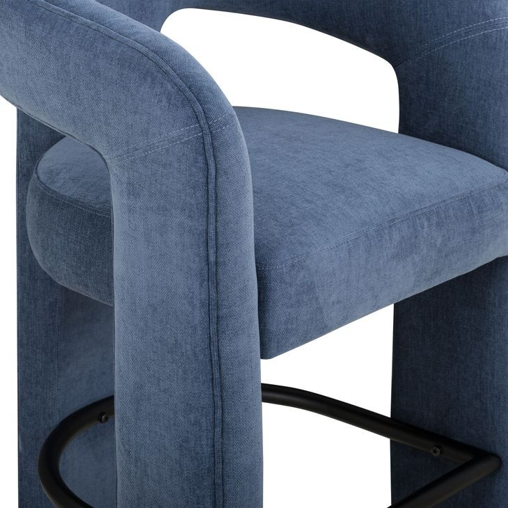 Malone Denim Blue Performance Fabric Upholstered Bar Stool