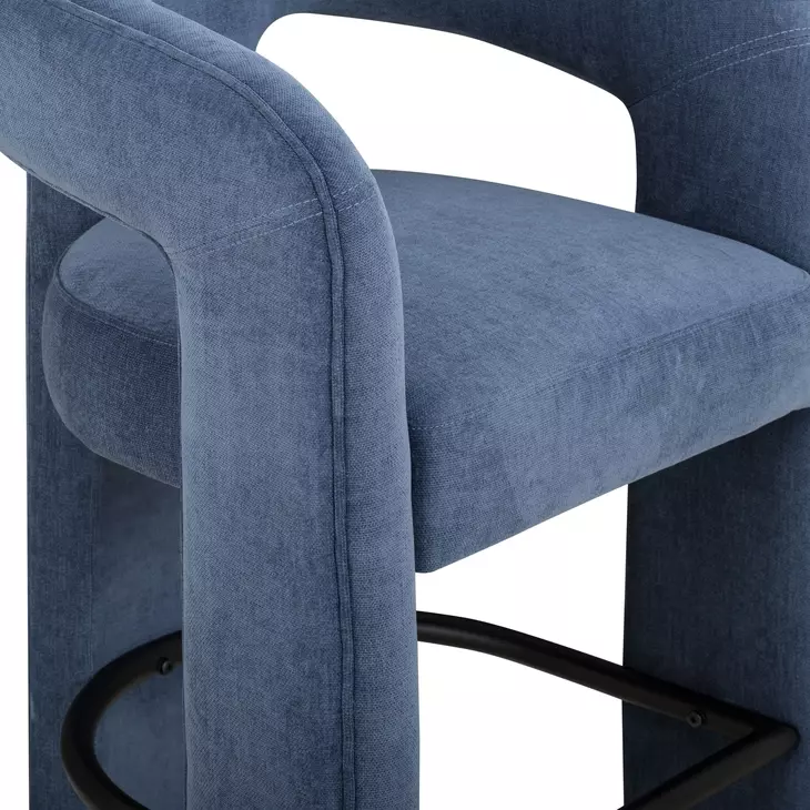 Malone Denim Blue Performance Fabric Upholstered Bar Stool