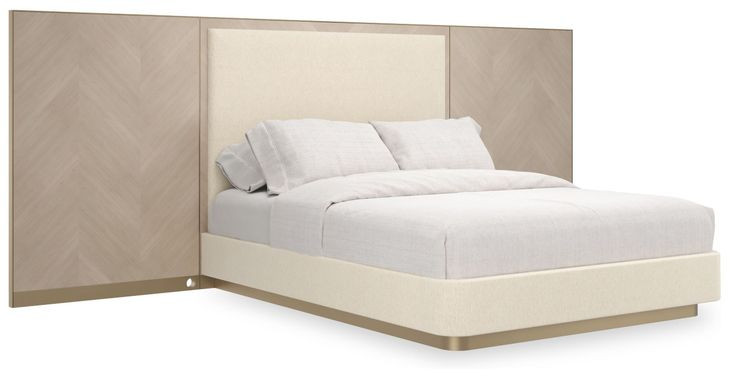 Anthology Cream and Brown Queen Upholstered Wall Panel Bed