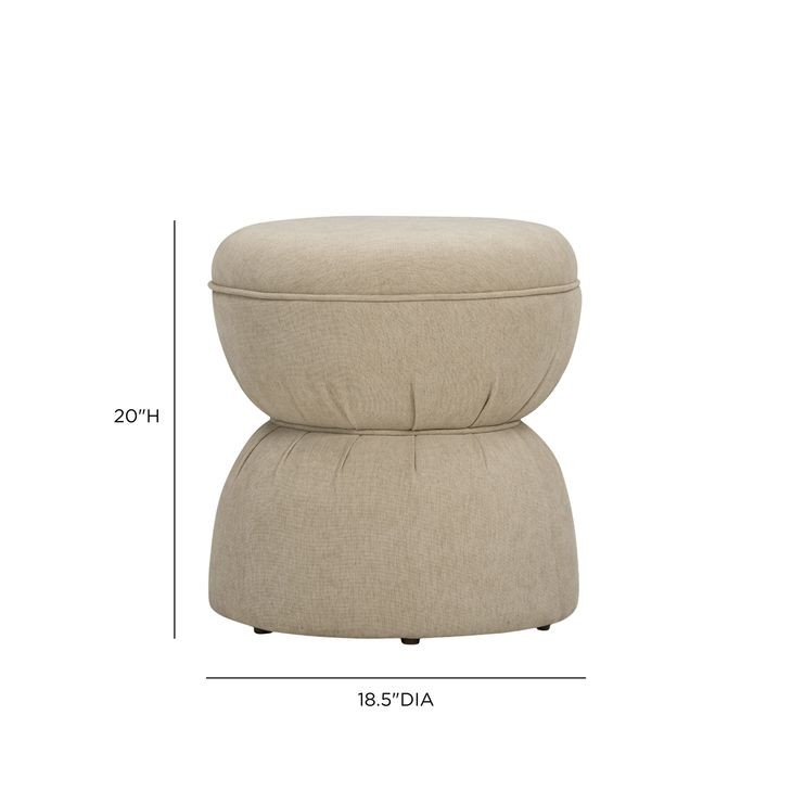 Tomlin Tan Performance Fabric Upholstered Round Ottoman