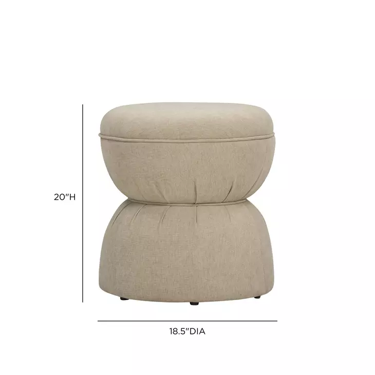 Tomlin Tan Performance Fabric Upholstered Round Ottoman