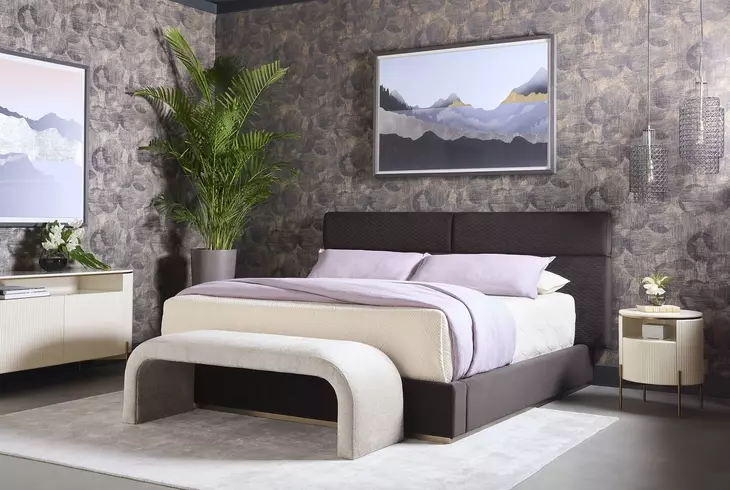 Aria Bergen Taupe Upholstered 60" Accent Bench
