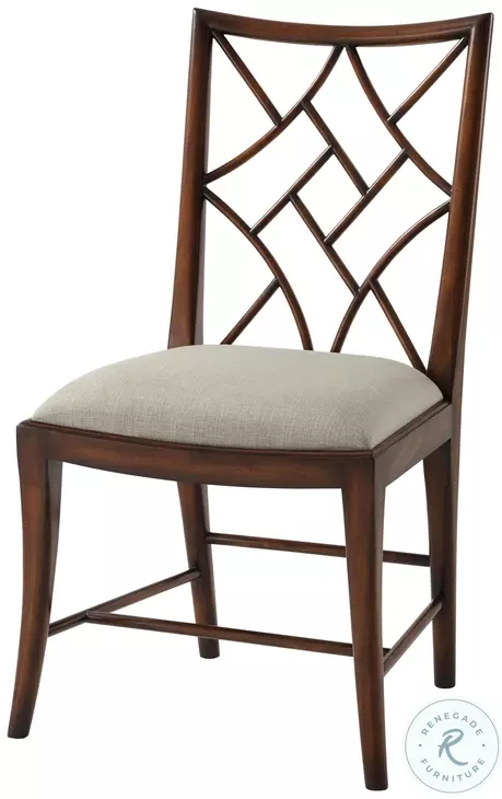 A Delicate Trellis Draper Performance Fabric Cross Back Side Chair
