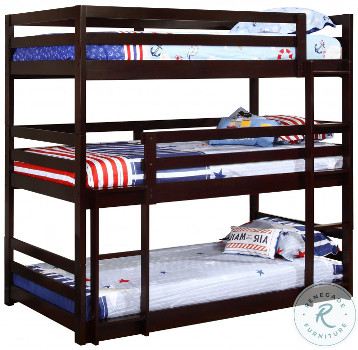 Sandler Cappuccino Twin Over Twin Triple Bunk Bed from Coaster