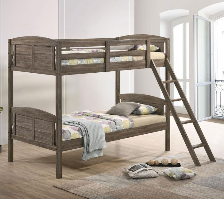Flynn Weathered Brown Twin Over Twin Bunk Bed