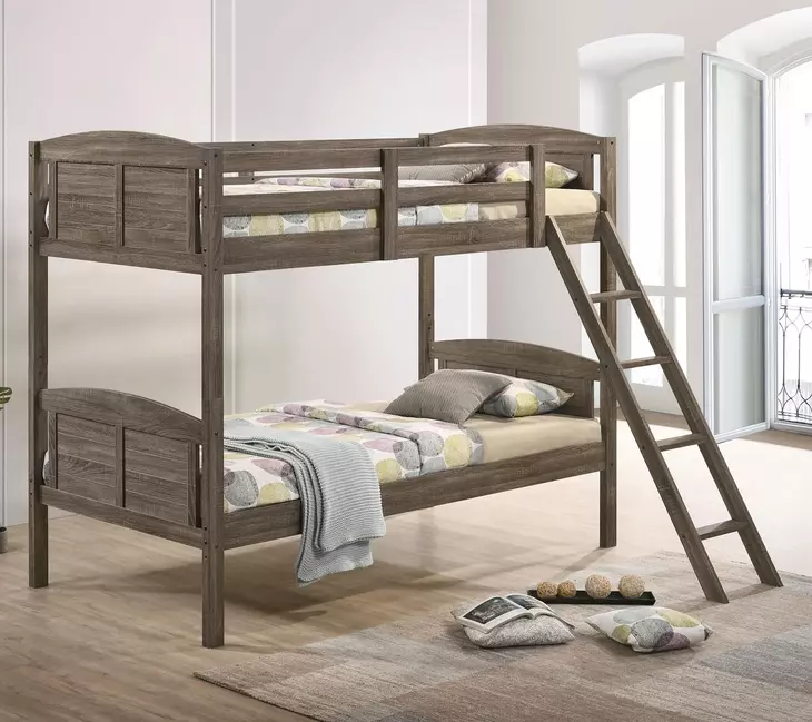 Flynn Weathered Brown Twin Over Twin Bunk Bed