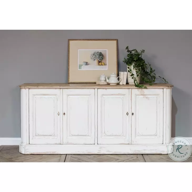 40116 White Antique 4 Door Sideboard