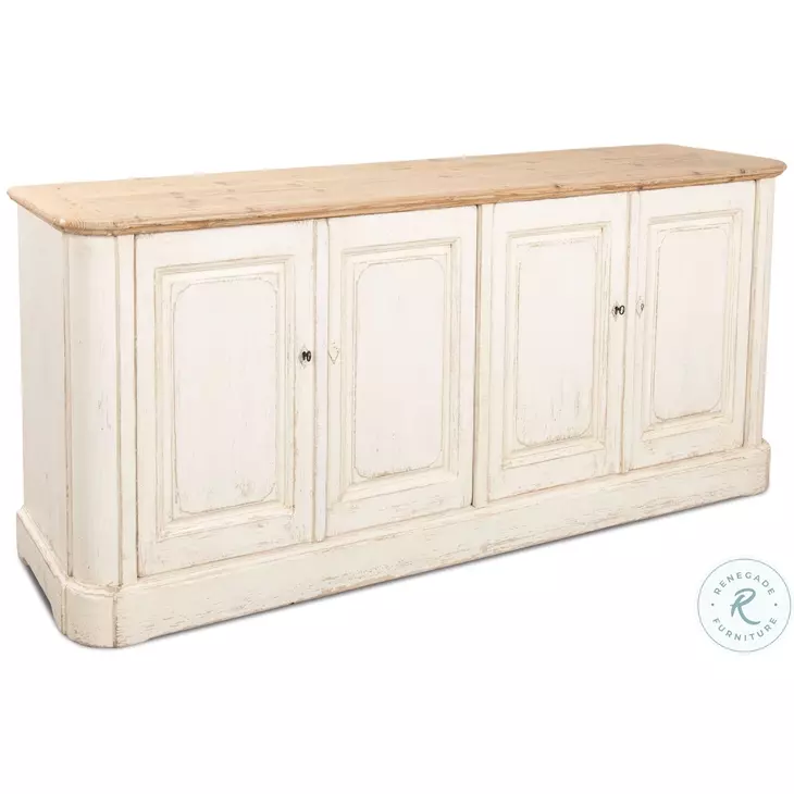 40116 White Antique 4 Door Sideboard