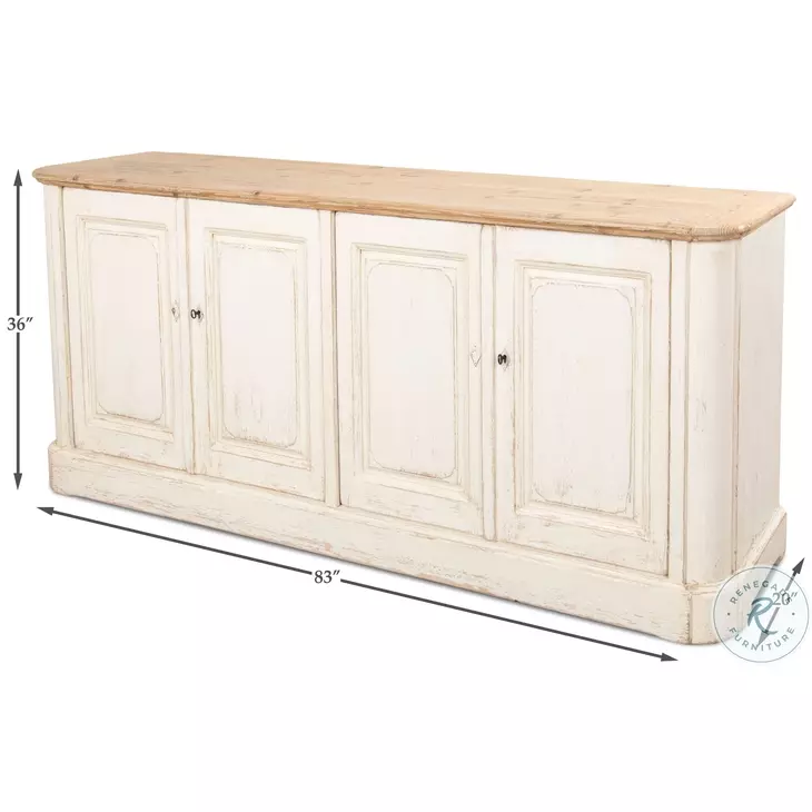 40116 White Antique 4 Door Sideboard
