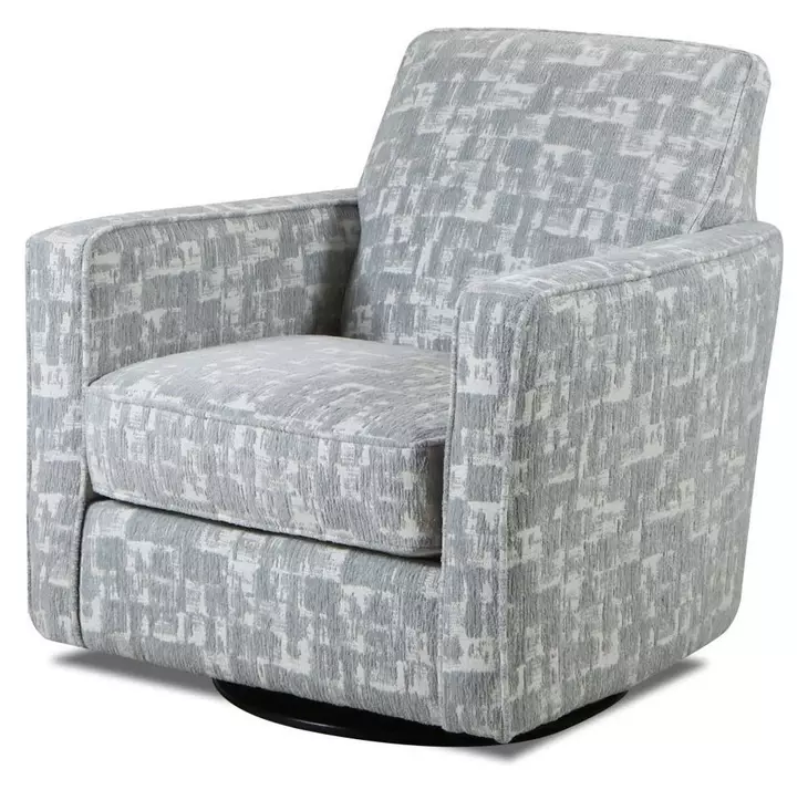 Doc Fossil Gray Upholstered Swivel Glider Accent Chair