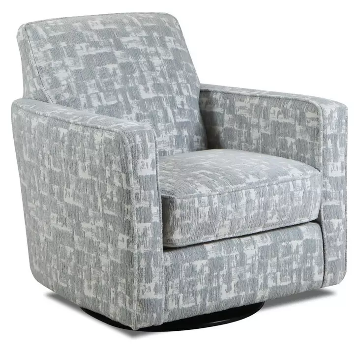 Doc Fossil Gray Upholstered Swivel Glider Accent Chair