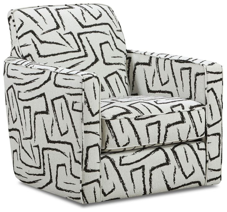 Ripple Midnight Black and Off White Performance Fabric Swivel Glider Chair