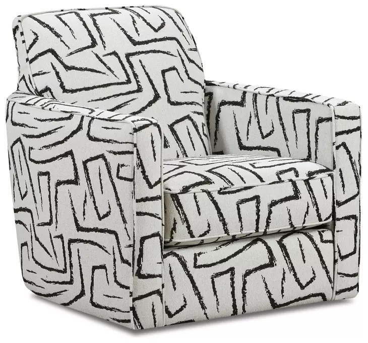 Ripple Midnight Black and Off White Performance Fabric Upholstered Swivel Glider Accent Chair