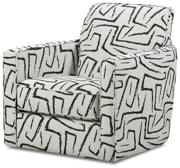 Ripple Midnight Black and Off White Performance Fabric Swivel Glider Chair