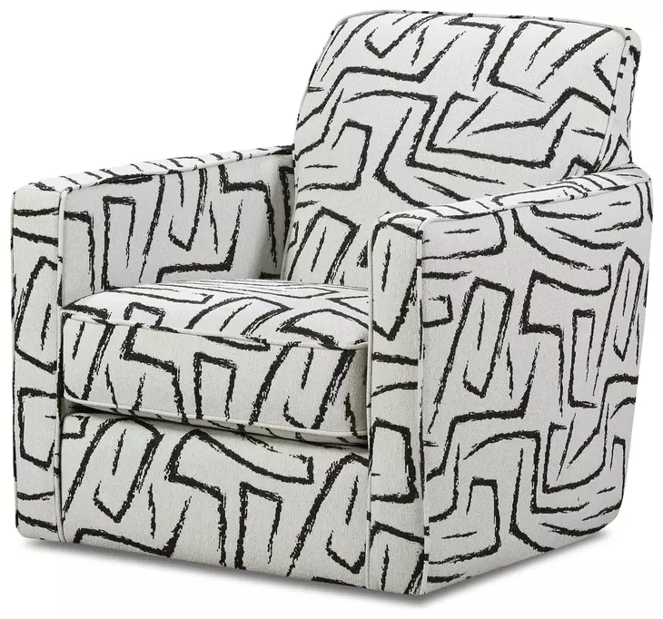 Ripple Midnight Black and Off White Performance Fabric Upholstered Swivel Glider Accent Chair