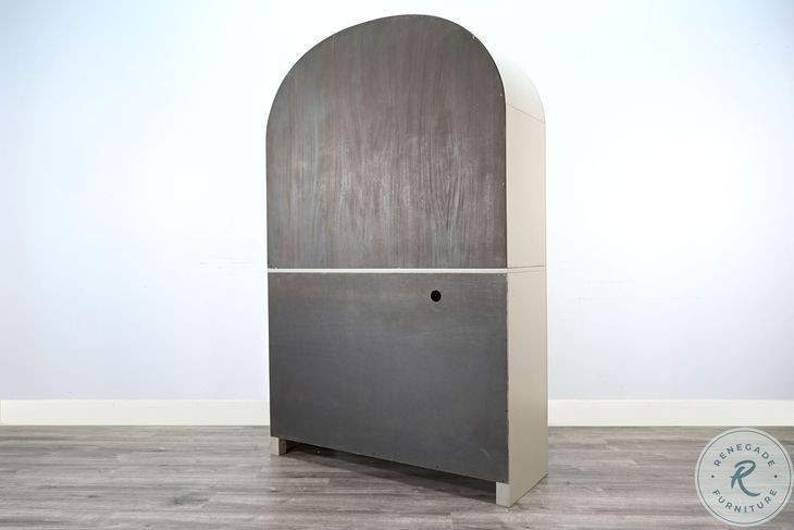 Sagewyn Light Gray Arch Coffee and Wine 2 Door Bar Cabinet
