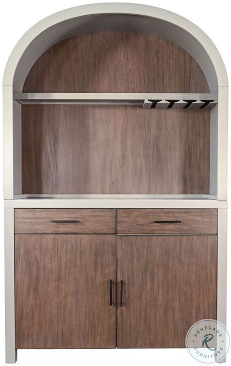 Sagewyn Light Gray Arch Coffee and Wine 2 Door Bar Cabinet