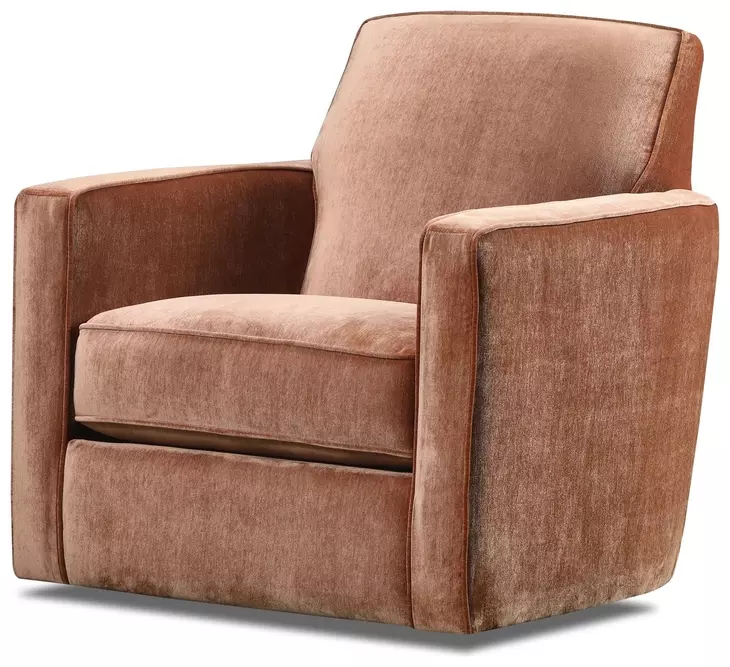 Maclean Taupe Rust Upholstered Swivel Glider Accent Chair