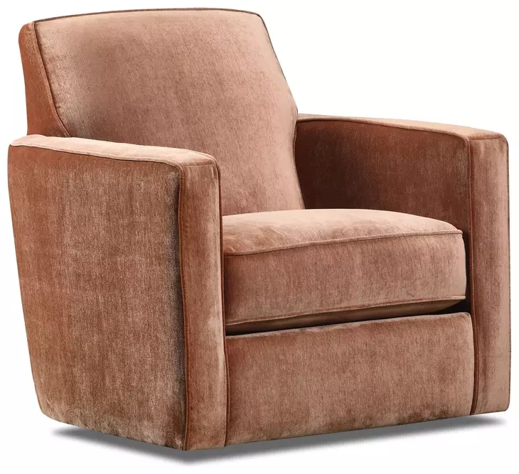 Maclean Taupe Rust Upholstered Swivel Glider Accent Chair