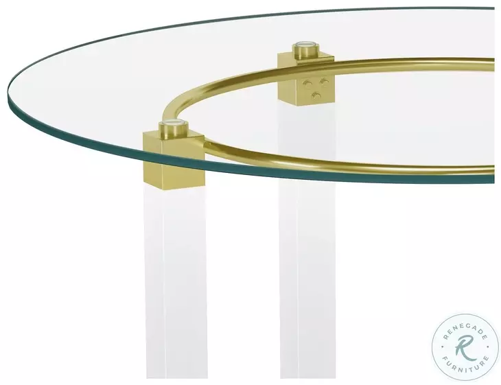 4038 Clear Glass And Gold Dining Table