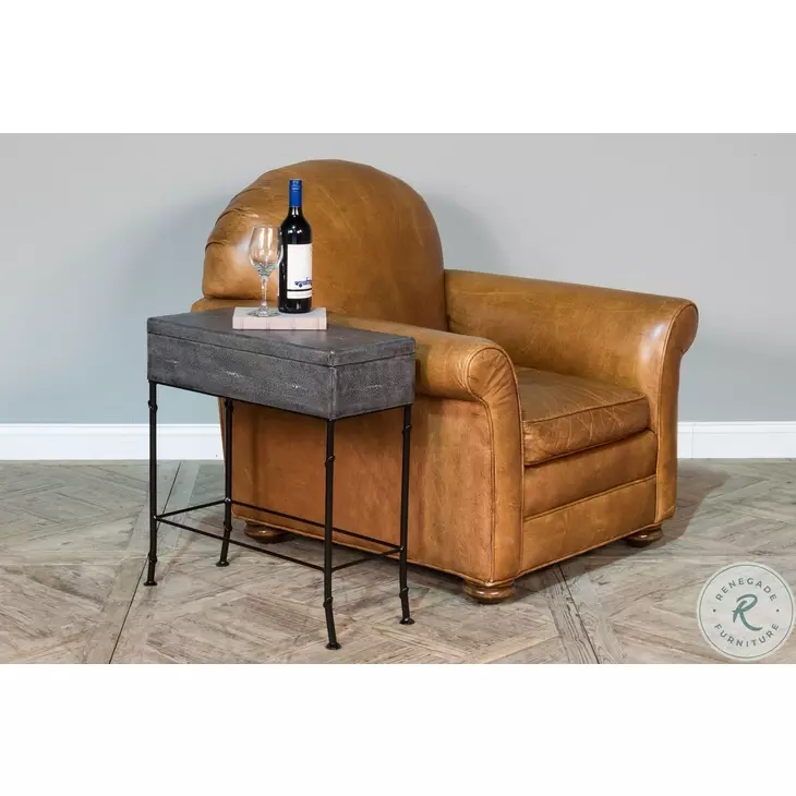 Shagreen Gray Leather Box On Stand