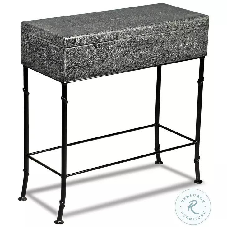 Shagreen Gray Leather Box On Stand