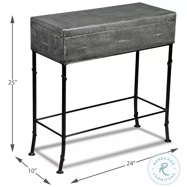 Shagreen Gray Leather Box On Stand