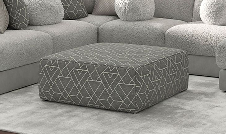 Canyon Platinum Upholstered Square Cocktail Ottoman