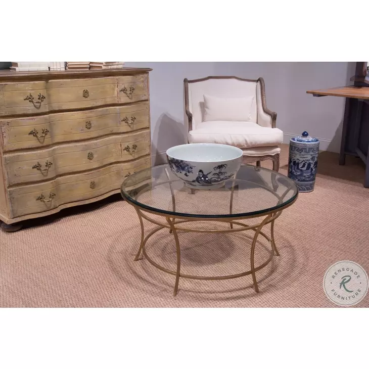 40474 Gold Round Cocktail Table