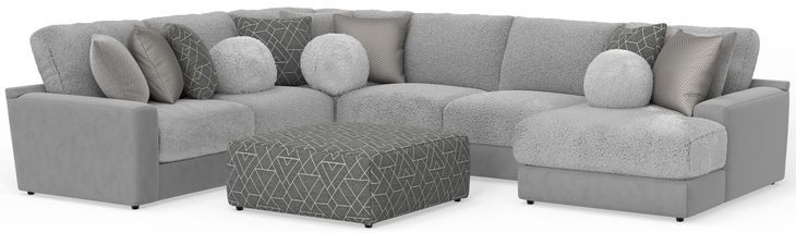 Canyon Platinum 5 Piece Modular RAF Chaise Sectional with Pillows
