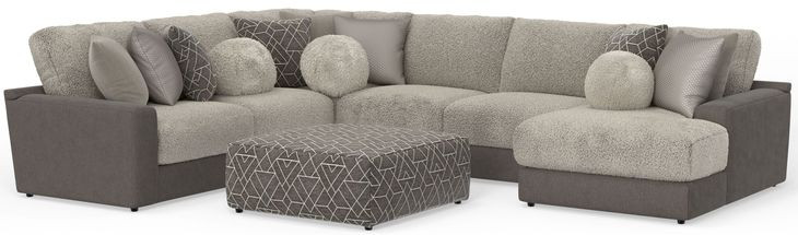 Canyon Umber 5 Piece Modular RAF Chaise Sectional with Pillows