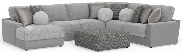 Canyon Platinum 5 Piece Modular LAF Chaise Sectional with Pillows