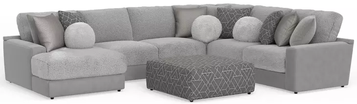 Canyon Platinum 5 Piece Modular LAF Chaise Sectional with Pillows
