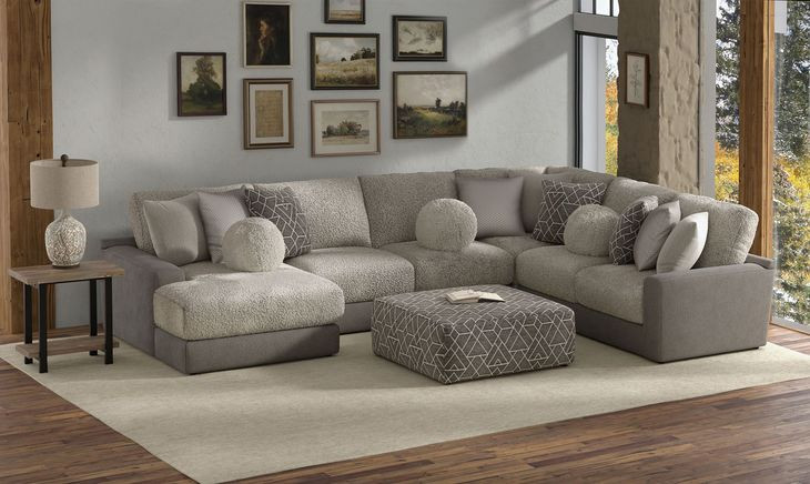 Canyon Umber 5 Piece Modular LAF Chaise Sectional with Pillows