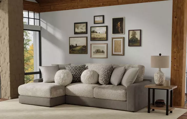 Canyon Umber 2 Piece Modular LAF Chaise Sectional with Pillows