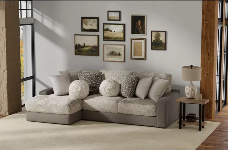 Canyon Umber Modular LAF Chaise Sectional with Pillows