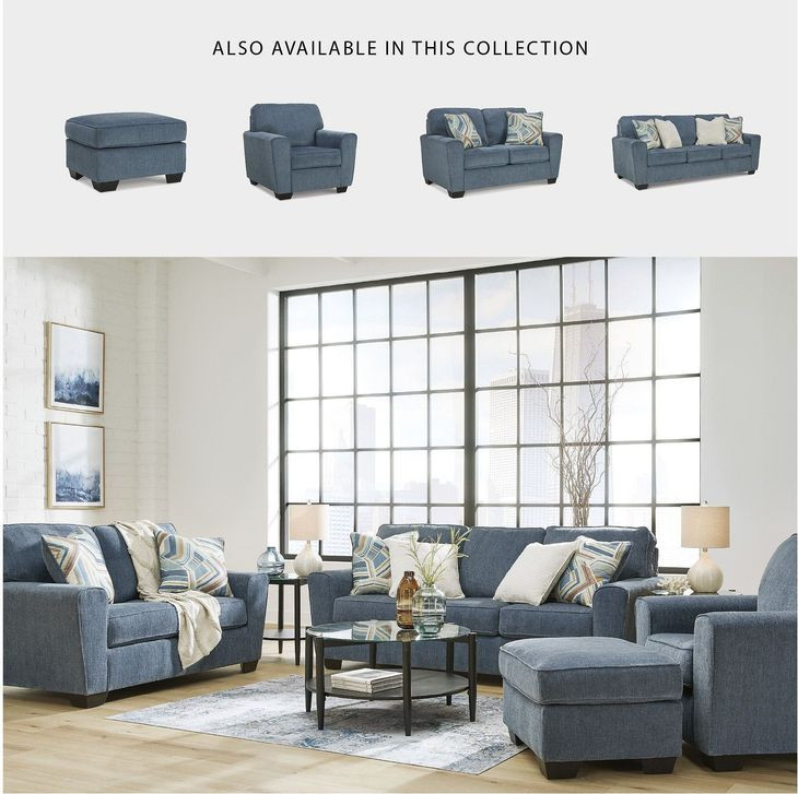 Cashton Blue Ottoman