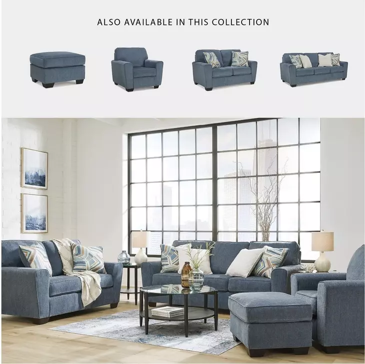 Cashton Blue Ottoman